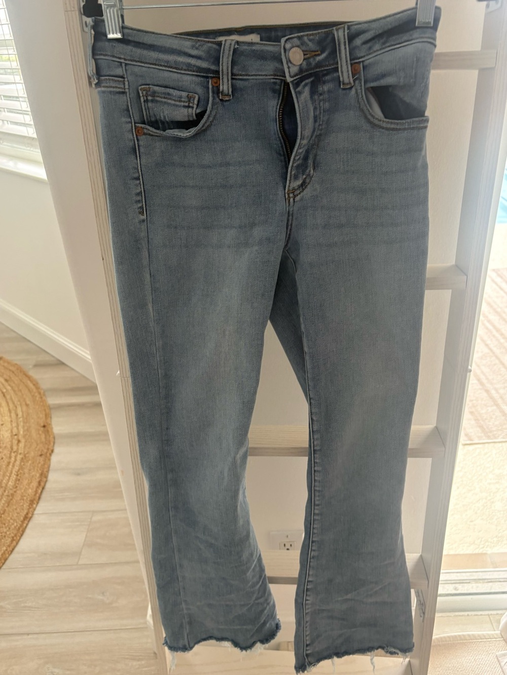 Sneak Peek Light Blue Cropped Flare Jeans